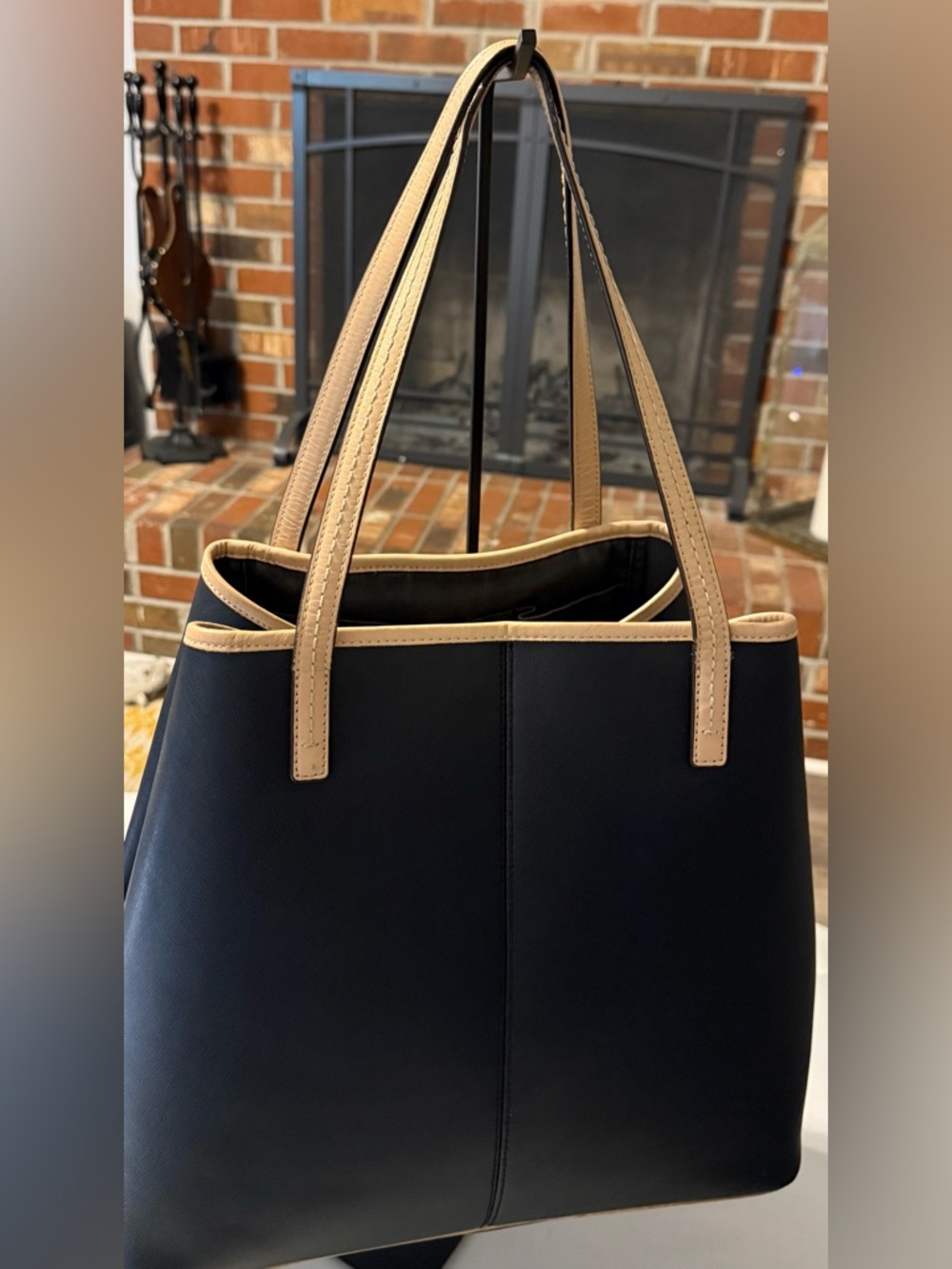 Coach Peyton Signature Tote (F24341) in Black Canvas and Leather Tan Accents - Picture 4 of 15